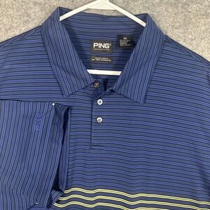 PING Polo Shirt Mens XXL Blue Black Yellow Short Sleeve‎ Sensor  Cool Golf